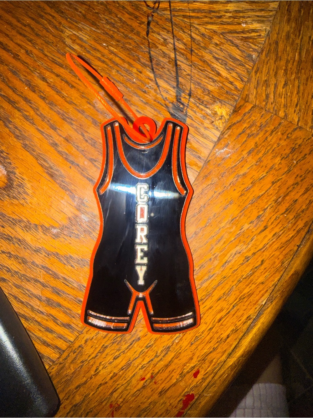 Black and Orange Wrestling Bag Tag